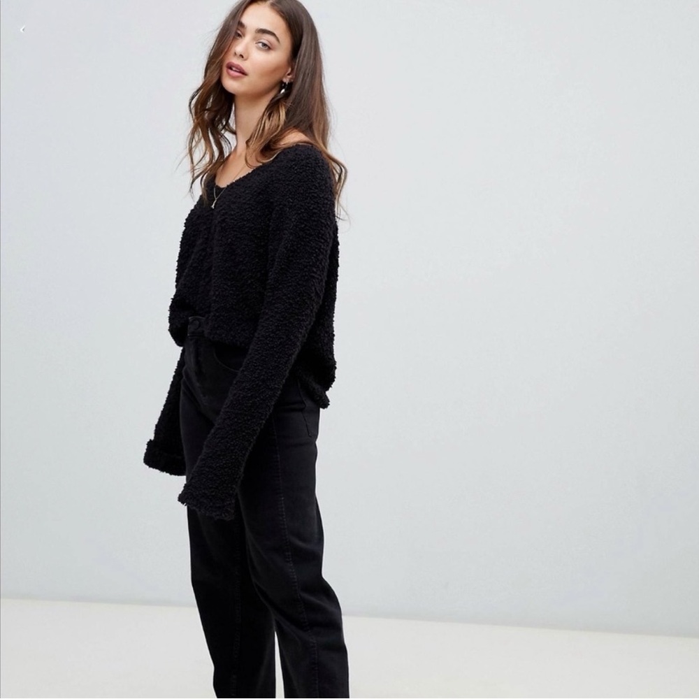 Cozy Black Knit Sweater Top